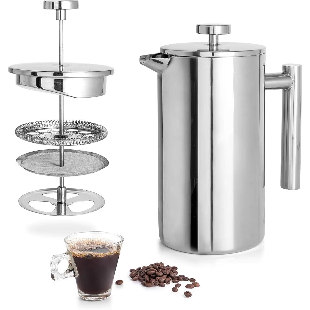 Stainless Steel French Press Coffee Maker Double Wall