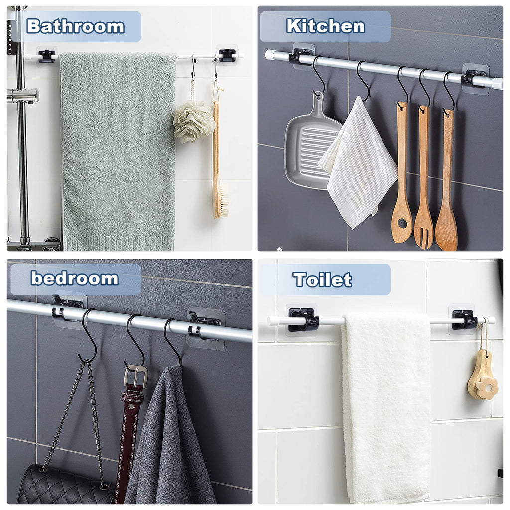 Self Adhesive No Drill Adjustable Curtain Rod Holder Hooks 8PCS