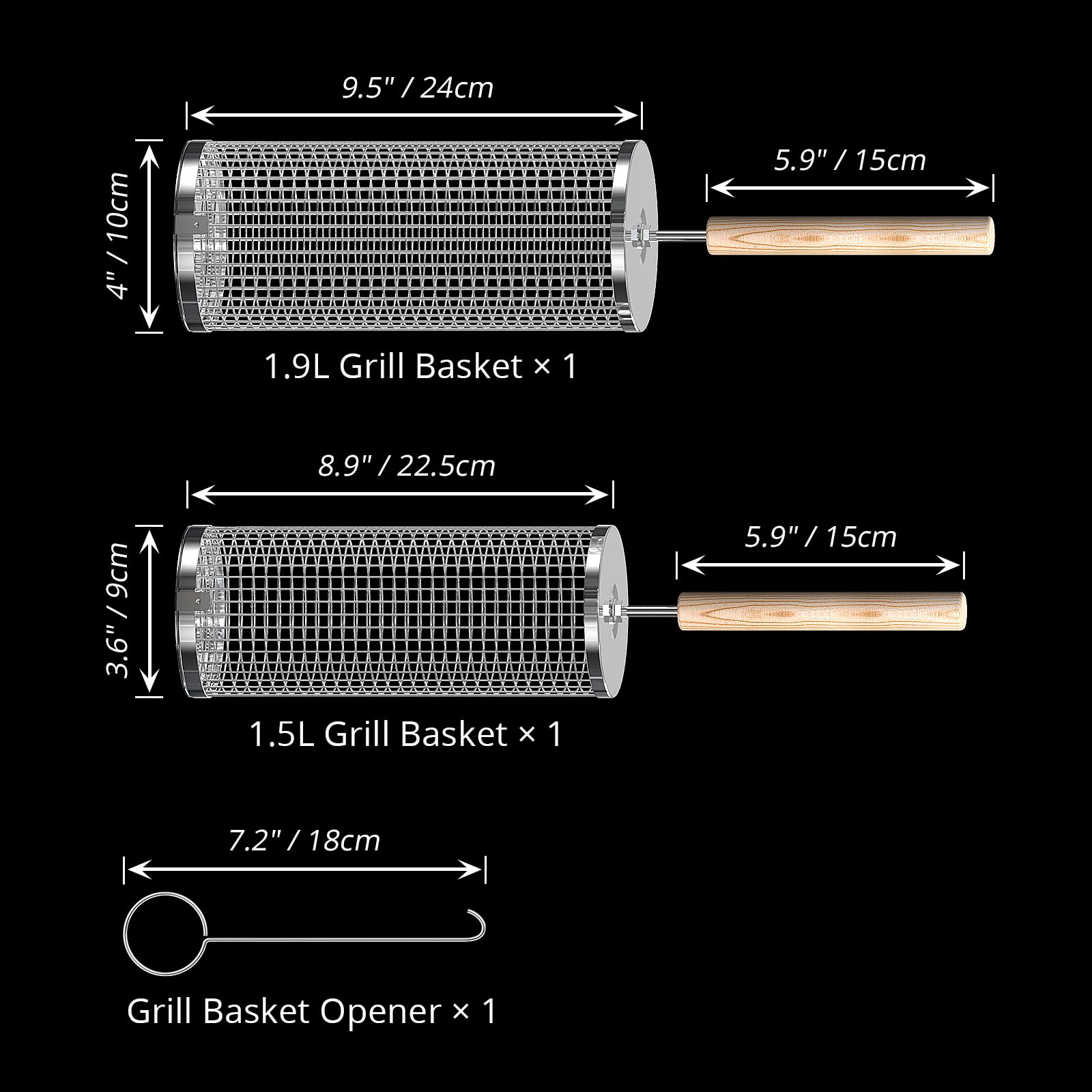 Stainless Steel Rolling Grill Basket 1 Set