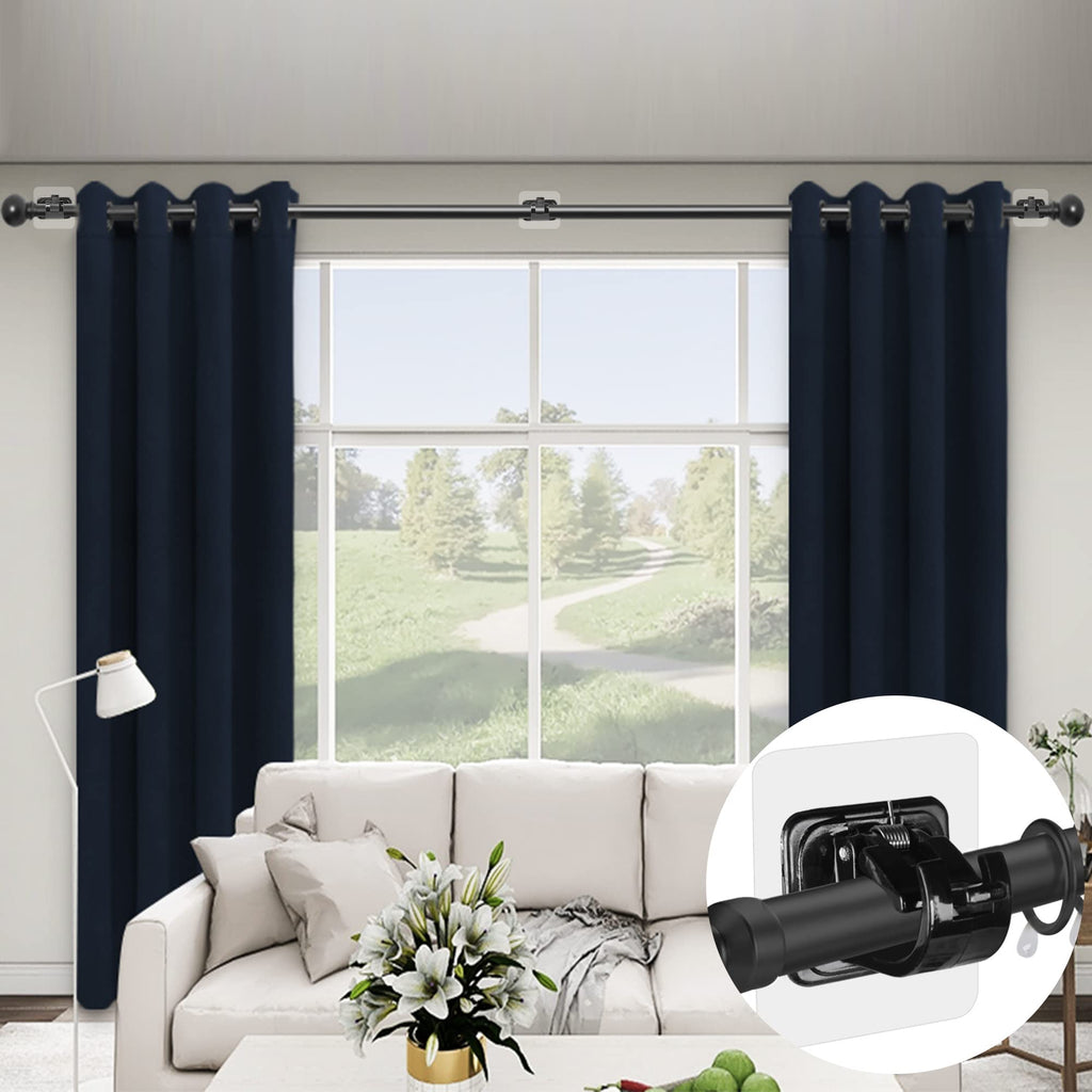 Self Adhesive No Drill Adjustable Curtain Rod Holder Hooks 8PCS