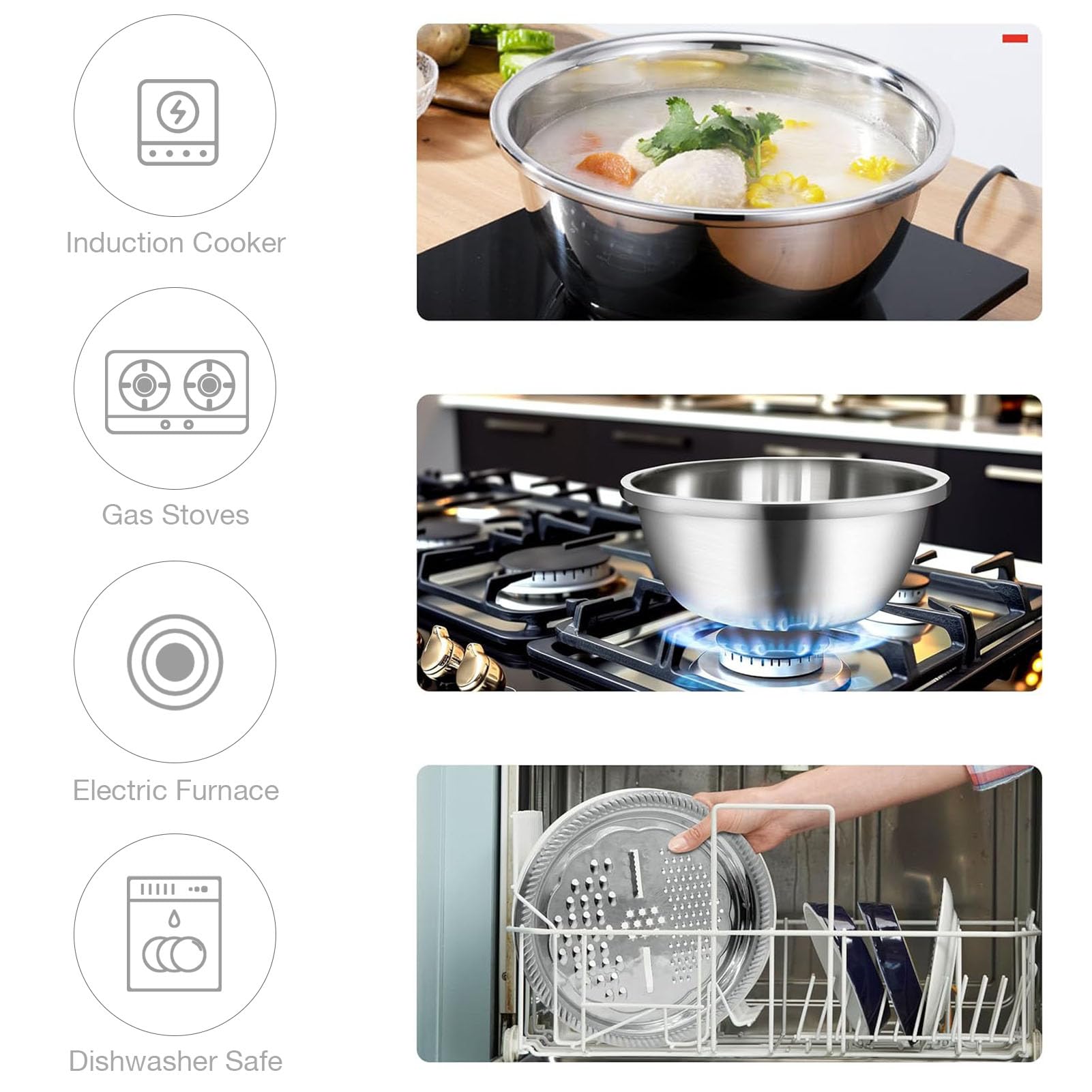Stainless Steel Salad Bowl with Grater & Strainer