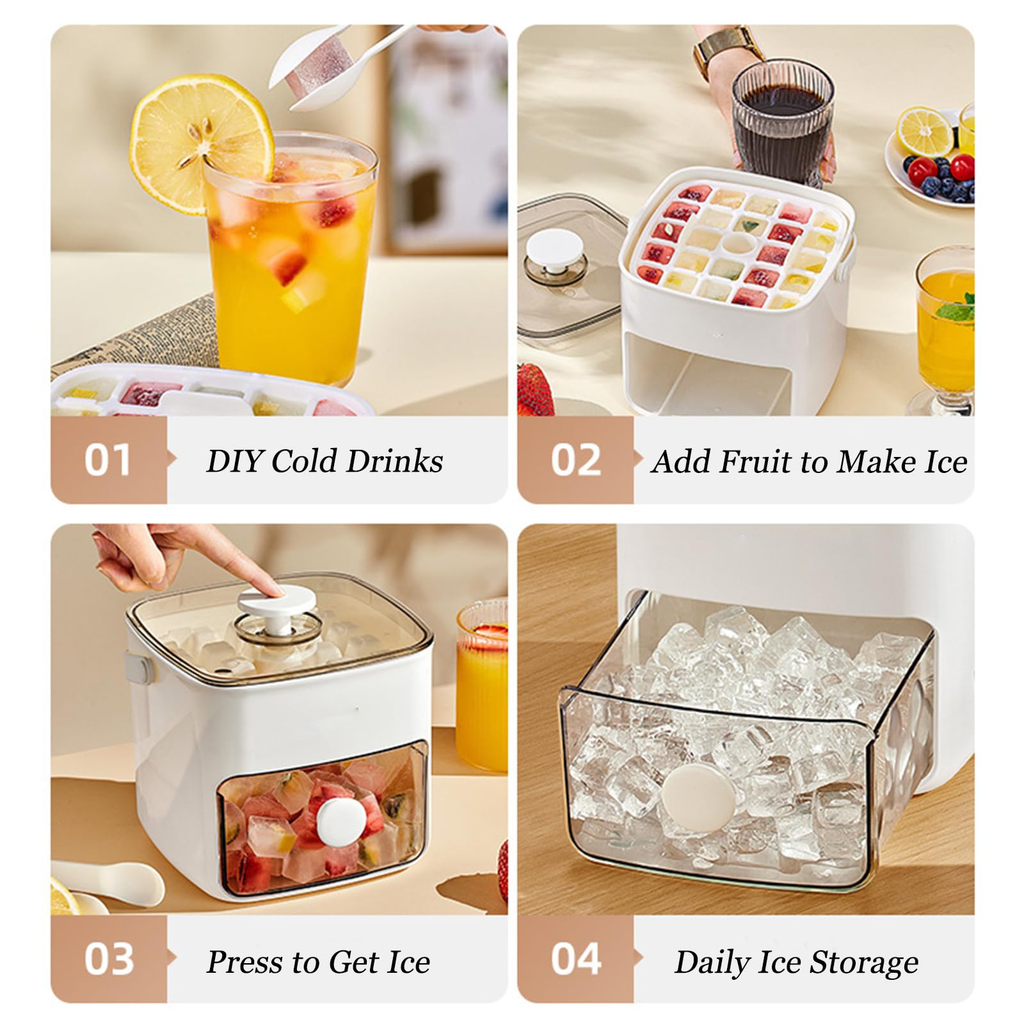Grid Ice Cube Tray with Lid & Bin