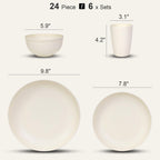 24PCS Unbreakable Dinnerware Set for 6, Plates & Bowls