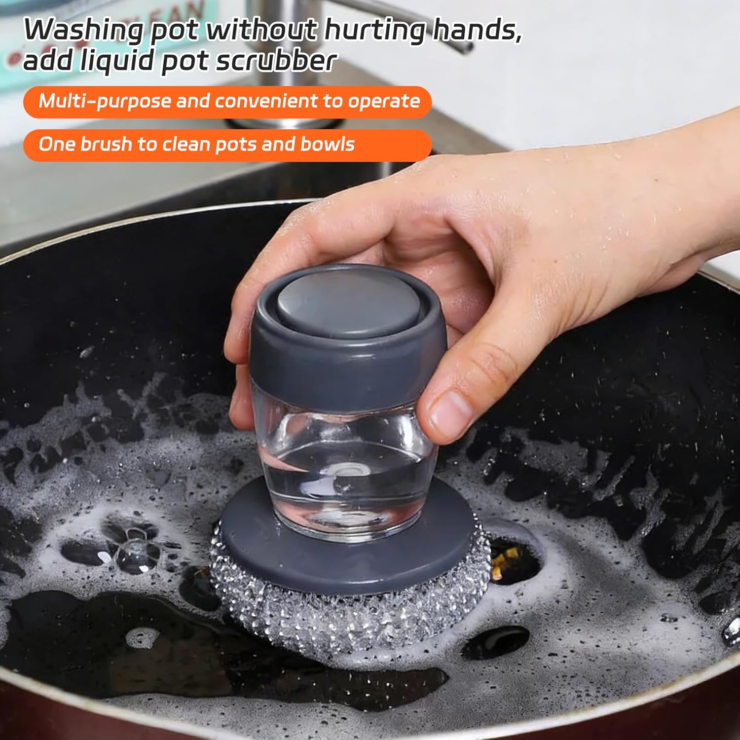 Kitchen Soap Dispensing Palm Brush 2PCS