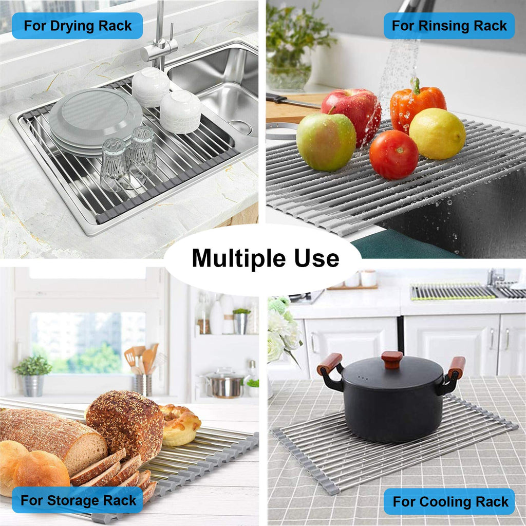 Stainless Steel Roll-Up Dish Drying Rack