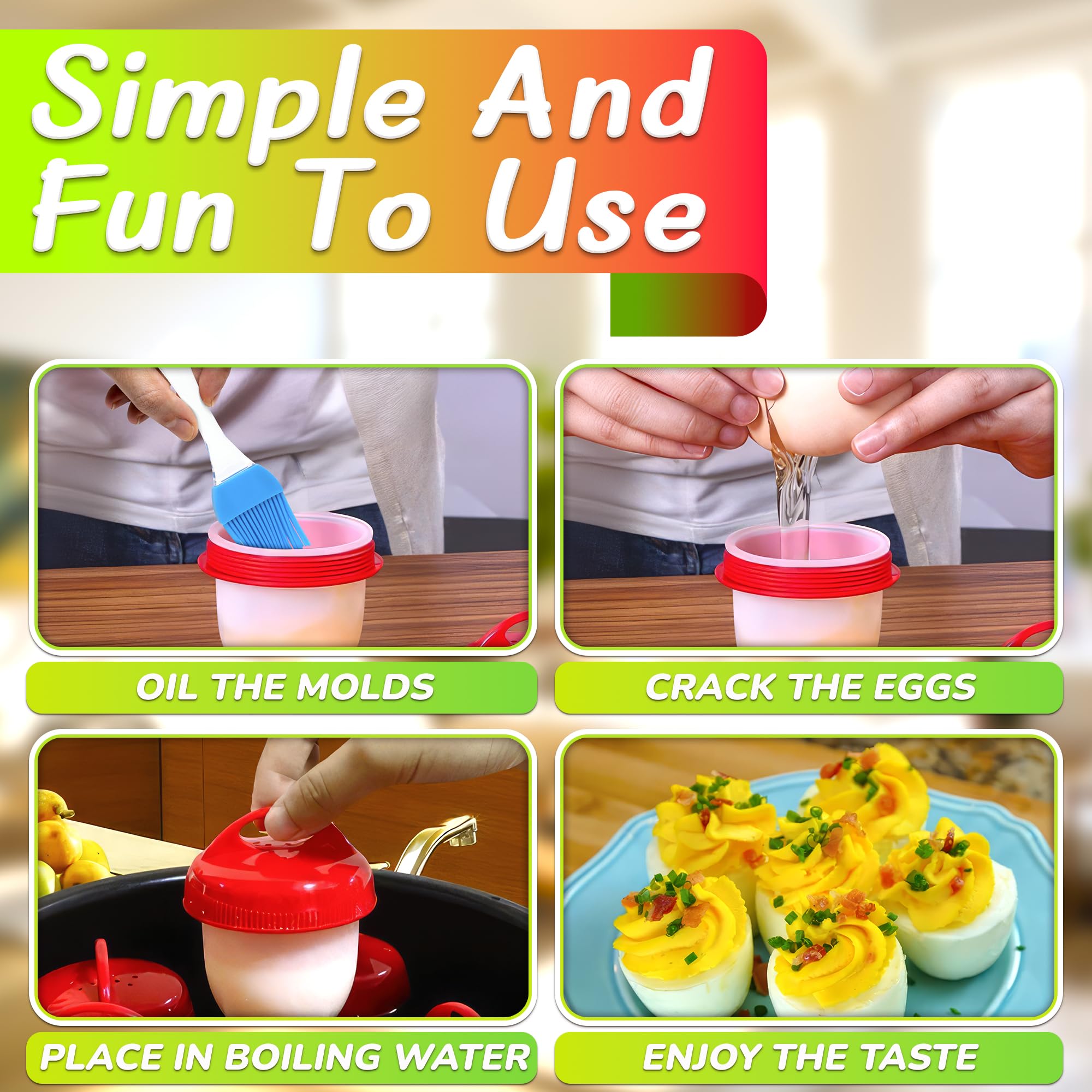 Silicone Egg Cooker Set for Hard Boiled Eggs