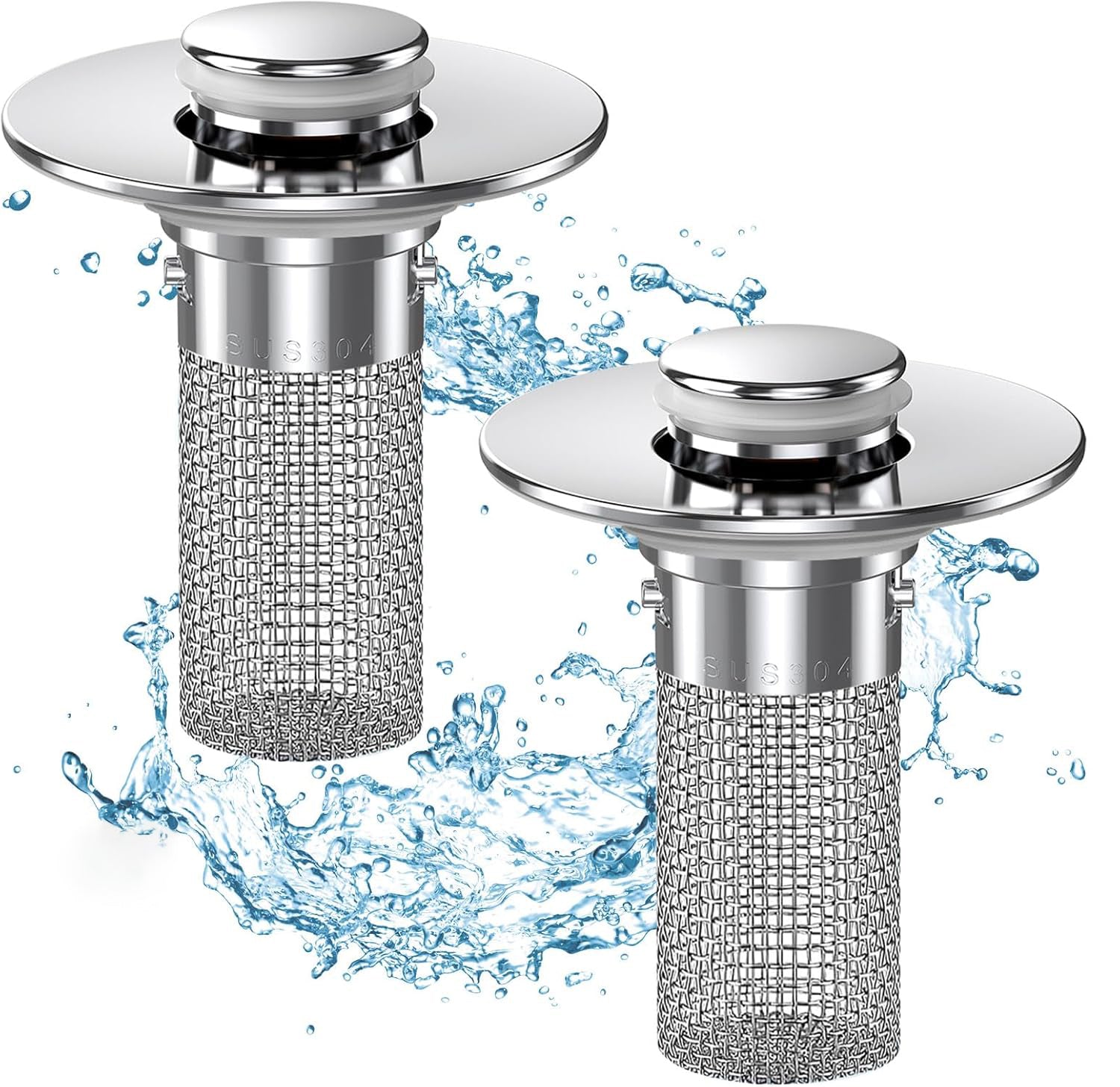 2-Pack Bathroom Sink Stopper & Hair Catcher