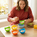 Silicone Egg Poacher Cups with Ring Stands, Set of 4 – Non-Stick, BPA-Free