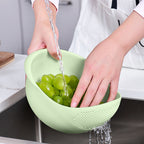 Kitchen Silicone Double Drain Basket Bowl Washing Storage Basket Strainers Bowls Drainer Vegetable Cleaning Colander Tool