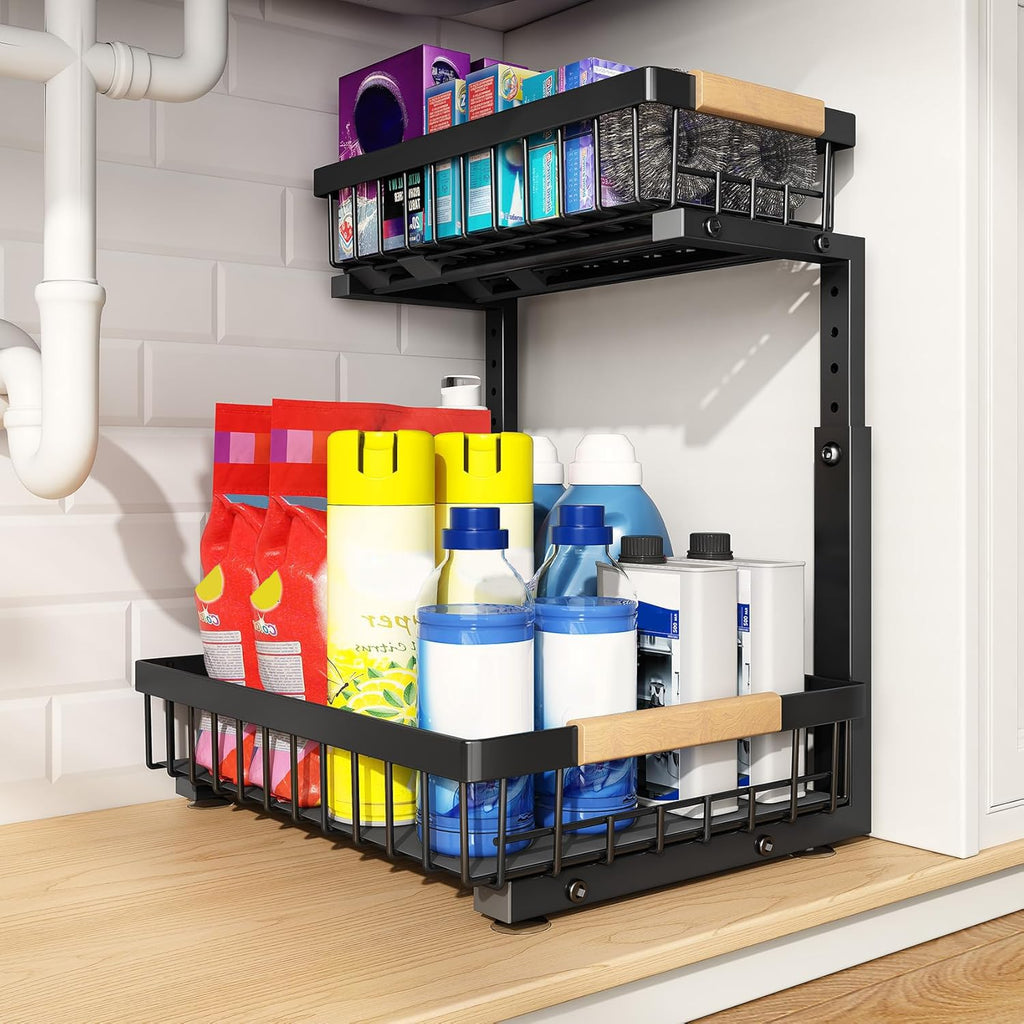 Adjustable 2 Tier Under Sink Storage Organizer