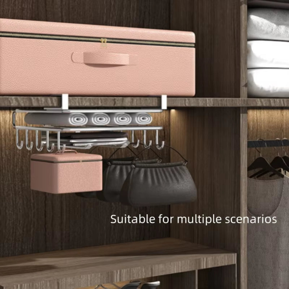 Stainless Steel Hanging Kitchen Storage Rack with Hooks