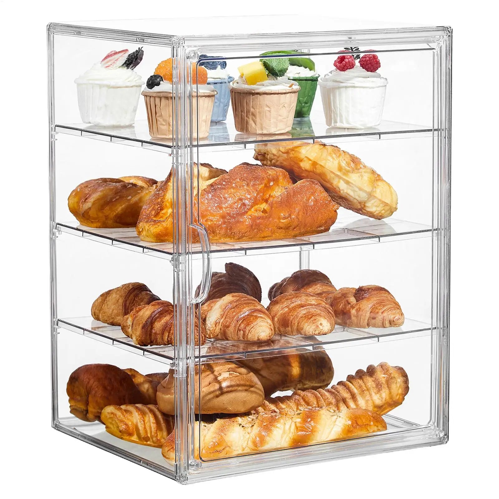 4-Tier Acrylic Bakery Display Case Bread Storage Box