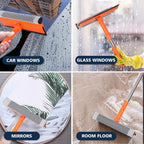 Professional 2-in-1 Window Squeegee Cleaner with Long Handle