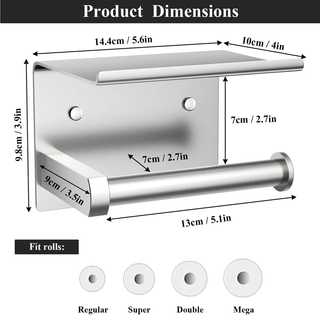 Stainless Steel Toilet Paper Holder with Shelf