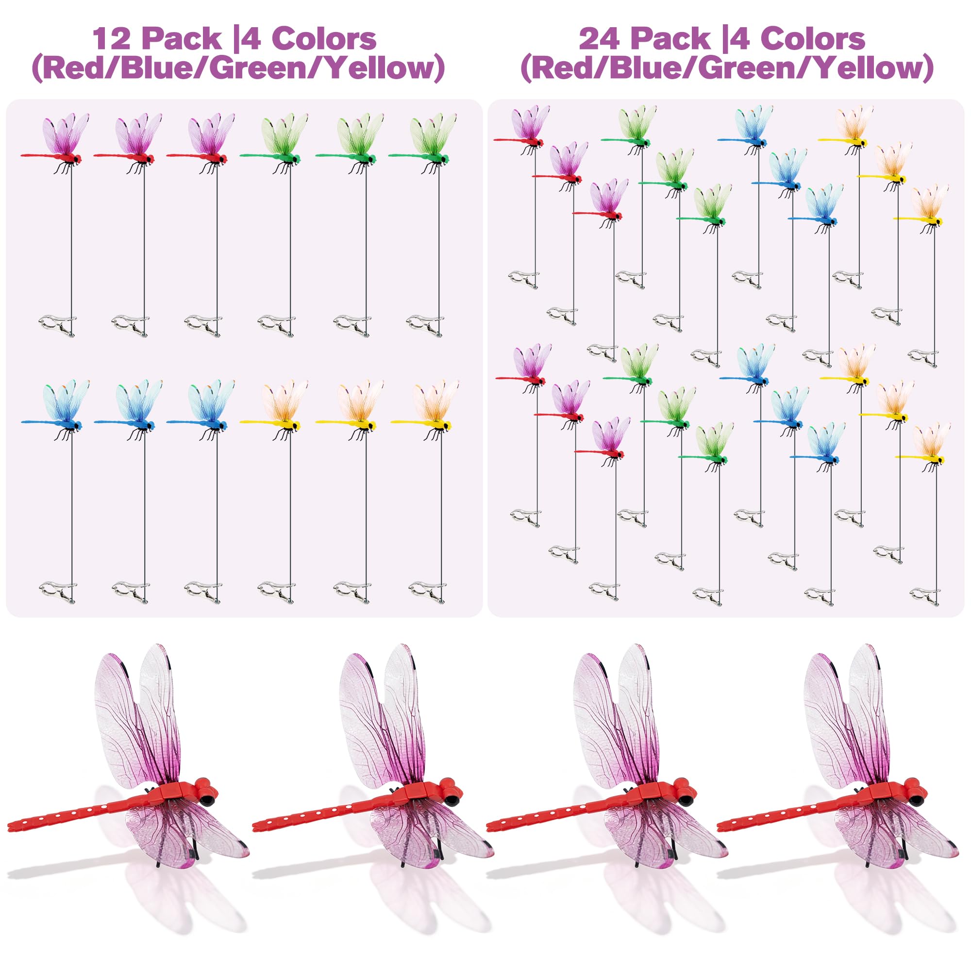 12PCS Dragonfly Garden Clips & Stakes