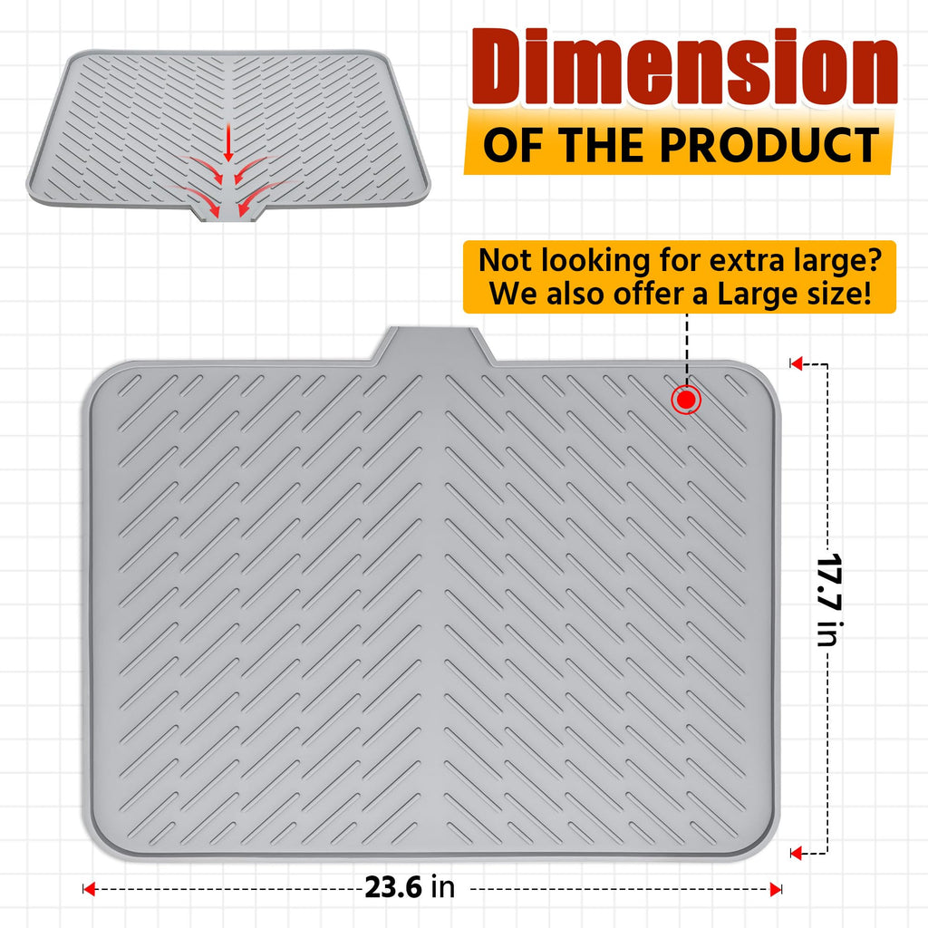 Silicone Dish Drying Mat with Drain Lip