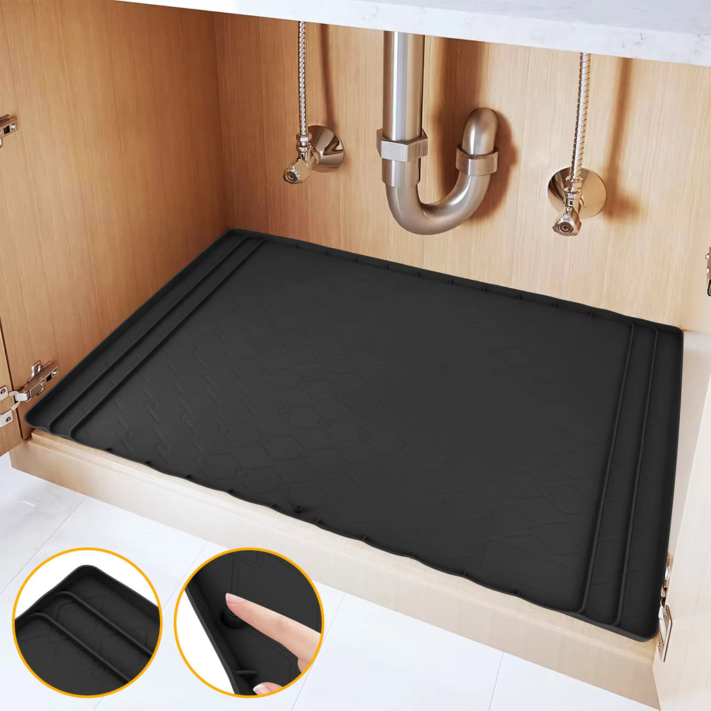 Under Sink Waterproof Silicone Mat with Drain Hole