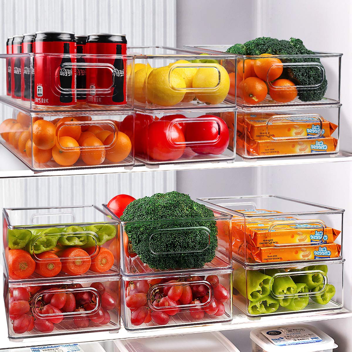 6PCS Stackable Refrigerator Organizer Bins