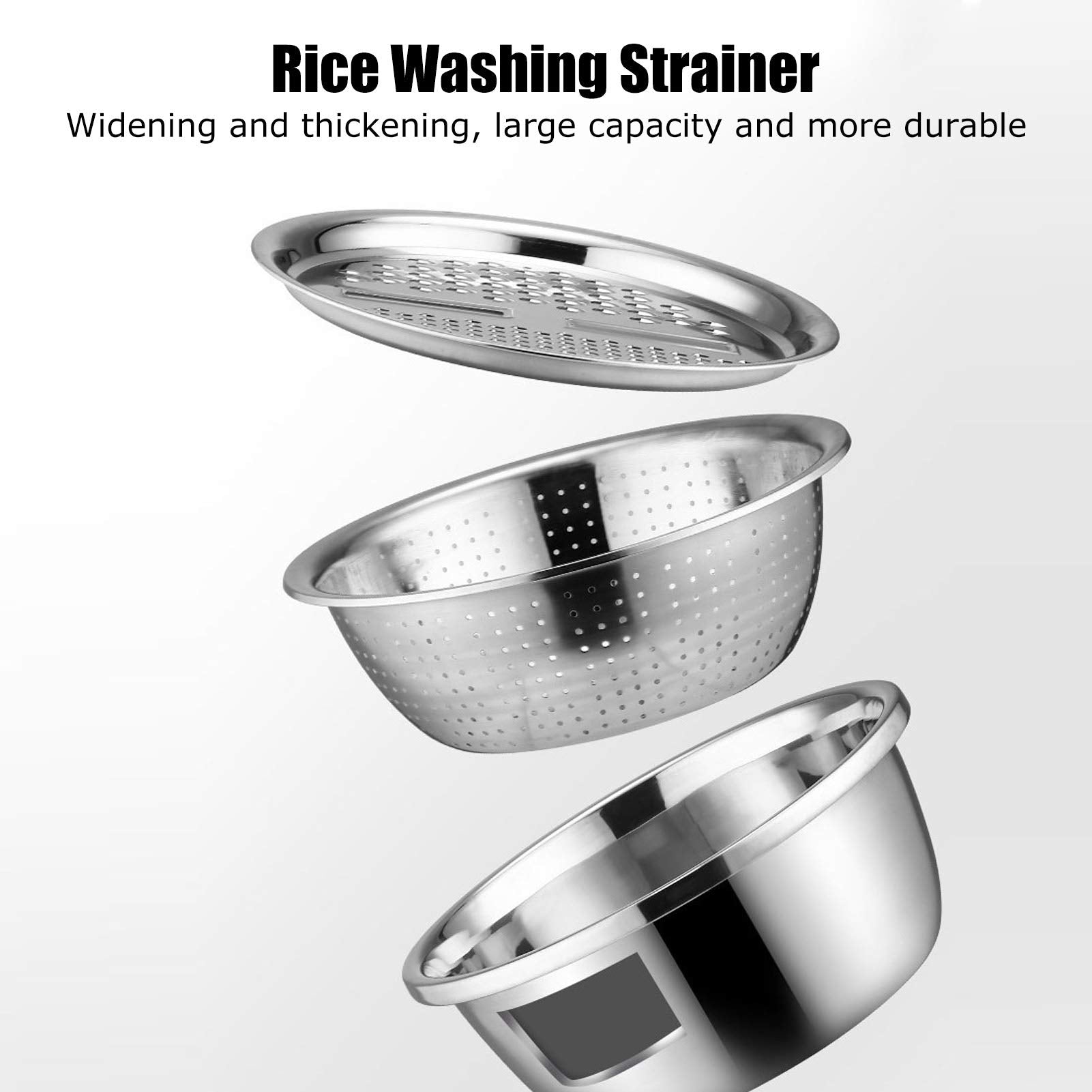 Stainless Steel Salad Bowl with Grater & Strainer