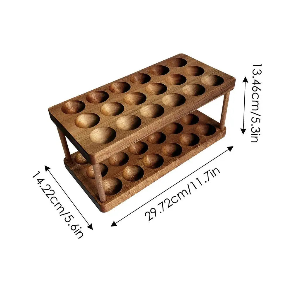 Solid Wood Egg Holder Rack Countertop Organizer