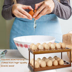 Solid Wood Egg Holder Rack Countertop Organizer