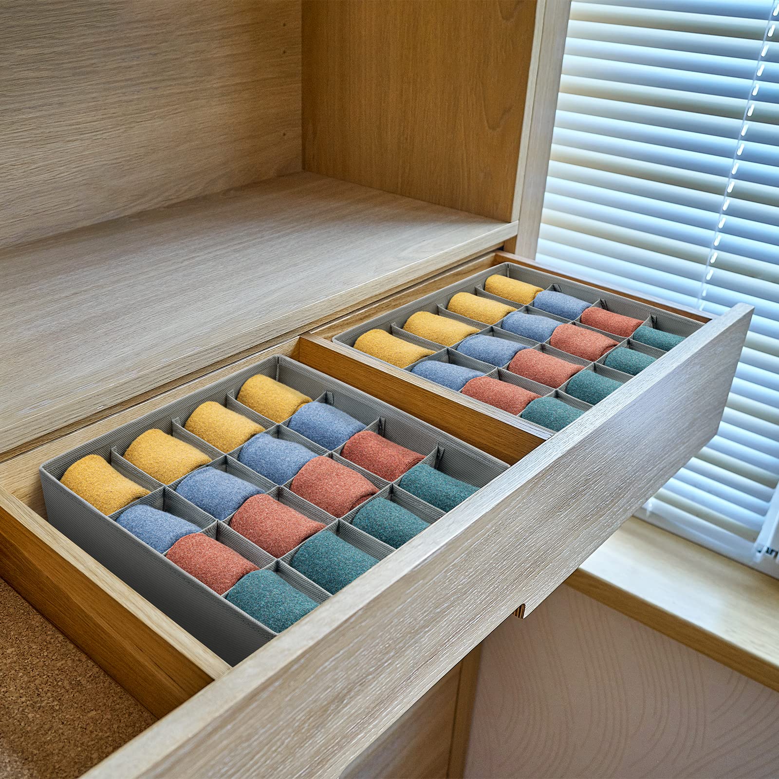 Sock Drawer Organizer Divider Underwear Organizer (2PCS)