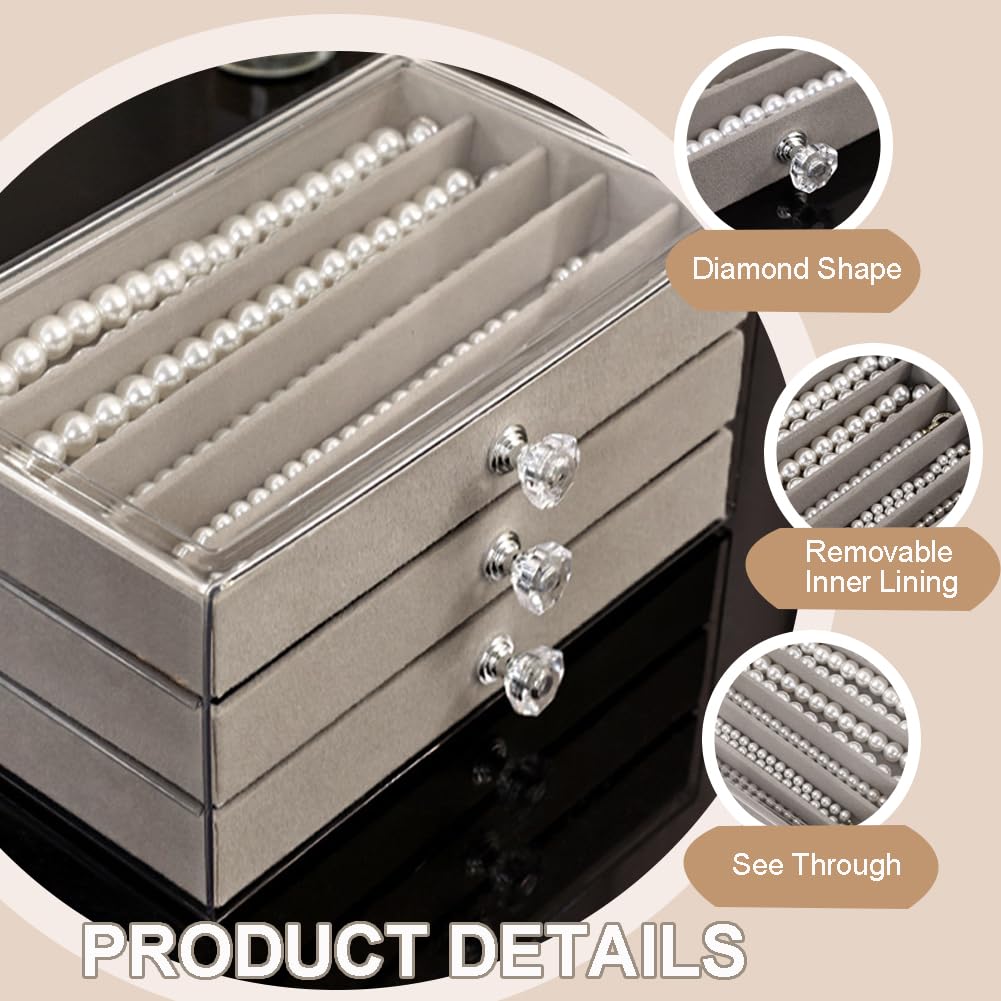 Necklace Storage Box, 3-Tier Jewelry Organizer