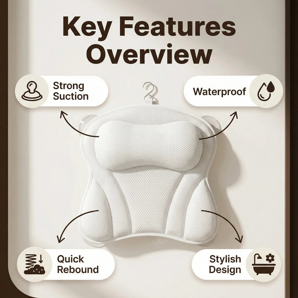 Non-Slip Bath Pillow with Neck & Back Support