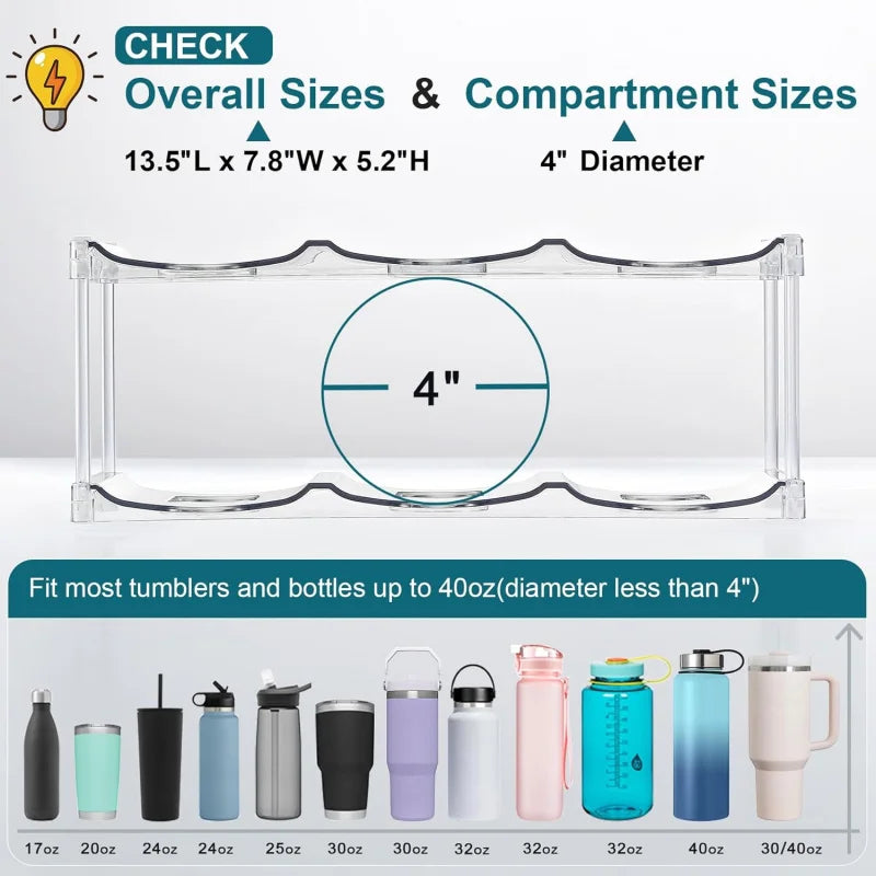 Stackable Water Bottle & Tumbler Storage Rack