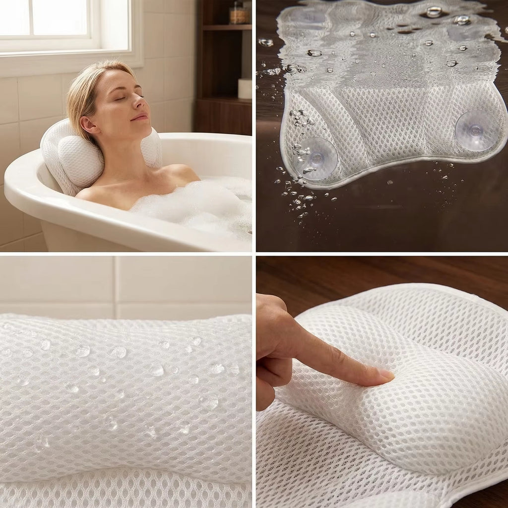 Non-Slip Bath Pillow with Neck & Back Support