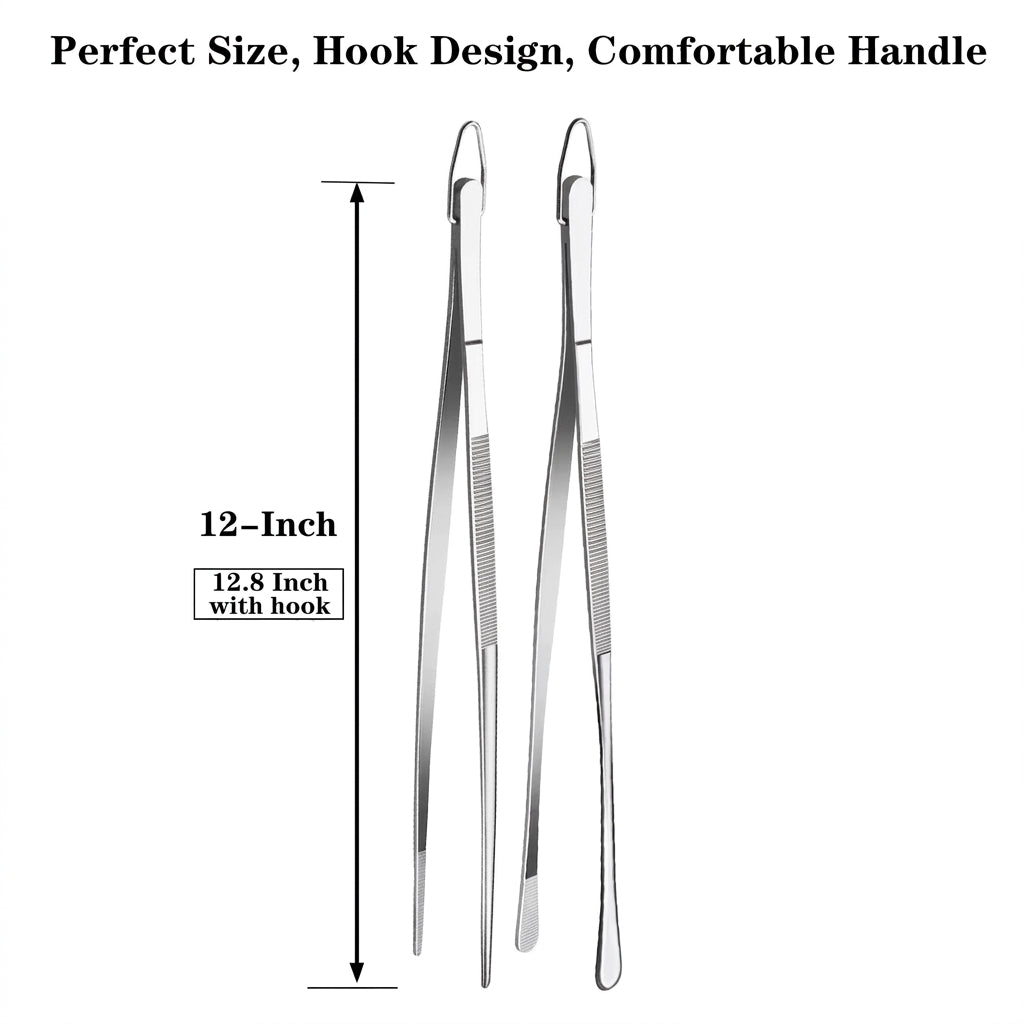 Stainless Steel Kitchen Cooking Tweezers (2pcs)