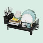 Rustproof Dish Drying Rack with Utensil Holder & Drain Board