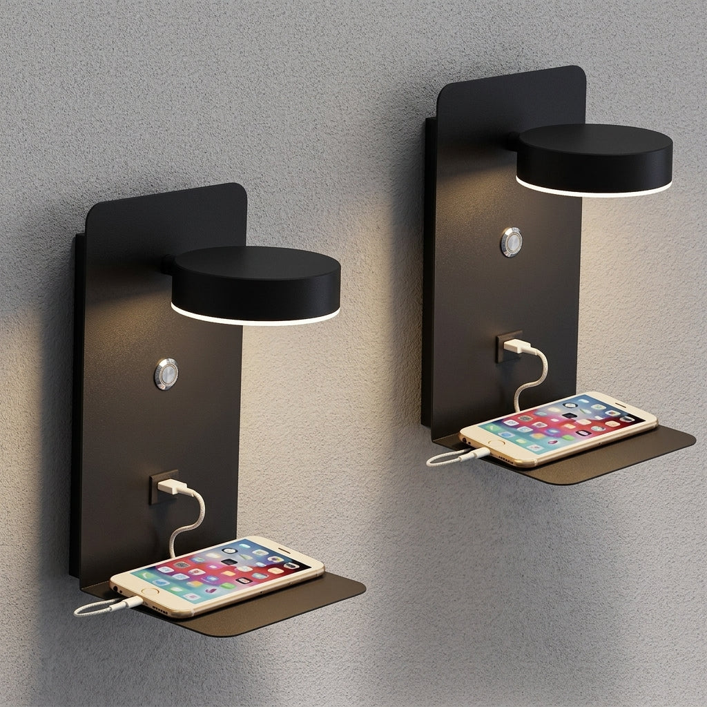 LED Wall Sconce with USB Charging Port
