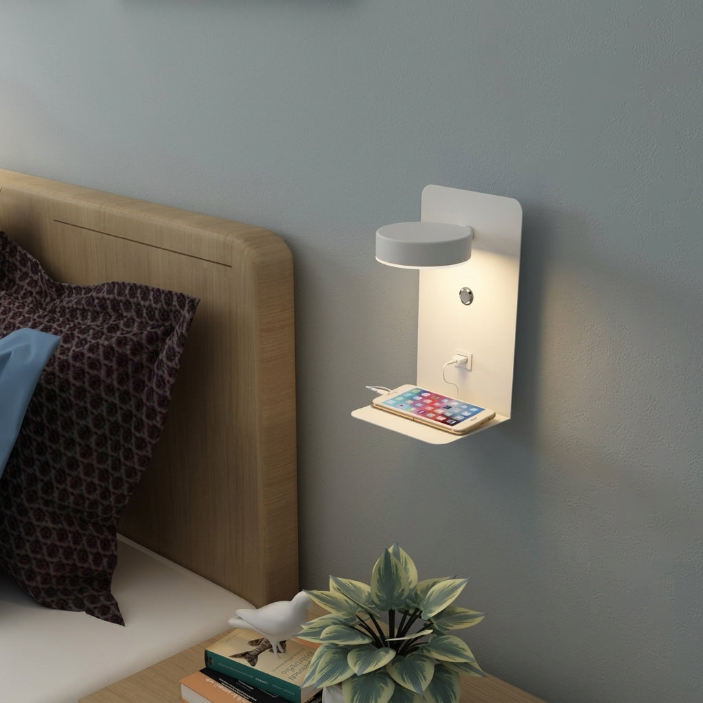 LED Wall Sconce with USB Charging Port