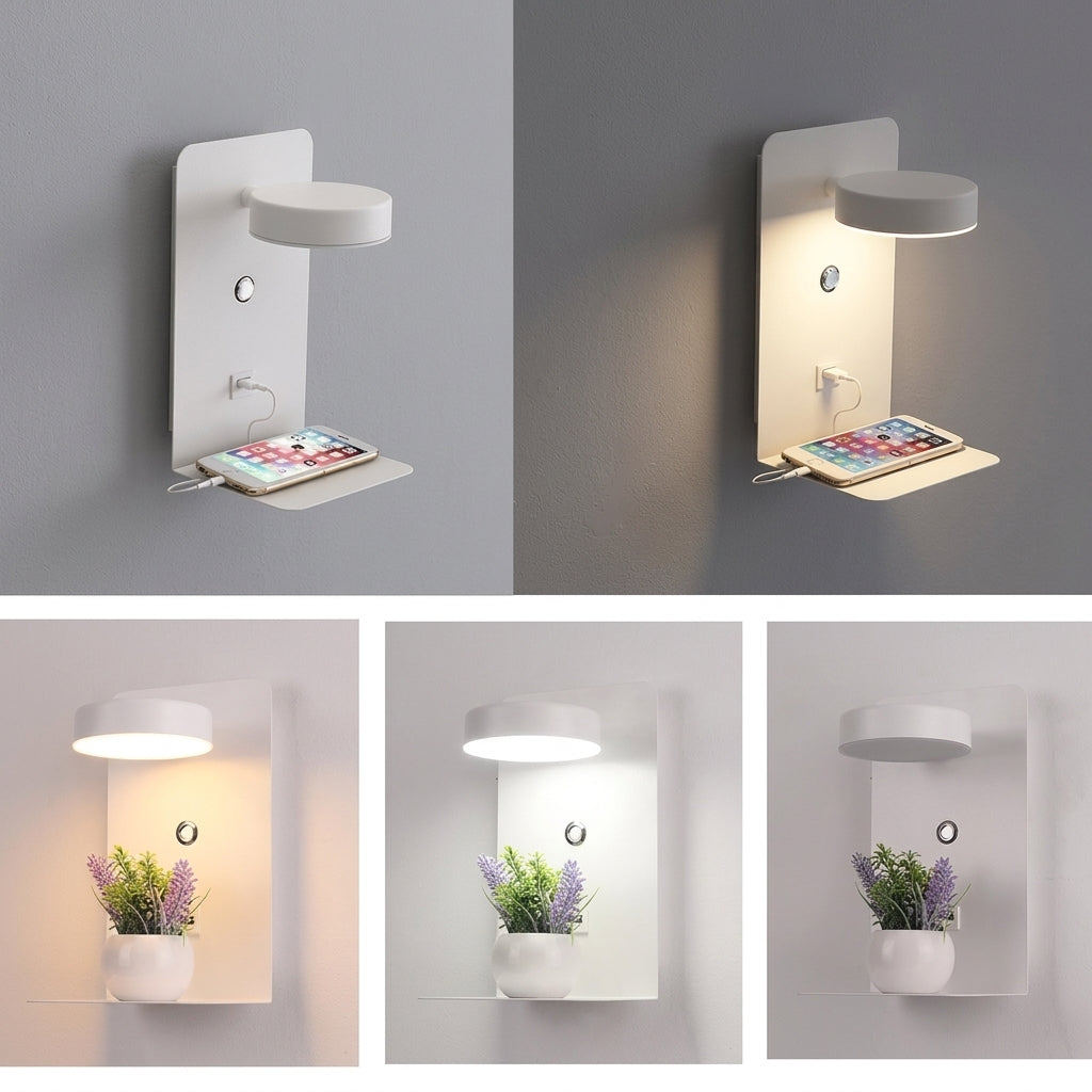 LED Wall Sconce with USB Charging Port