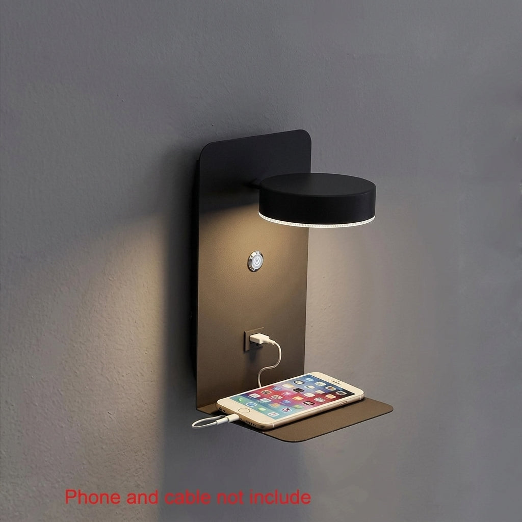 LED Wall Sconce with USB Charging Port