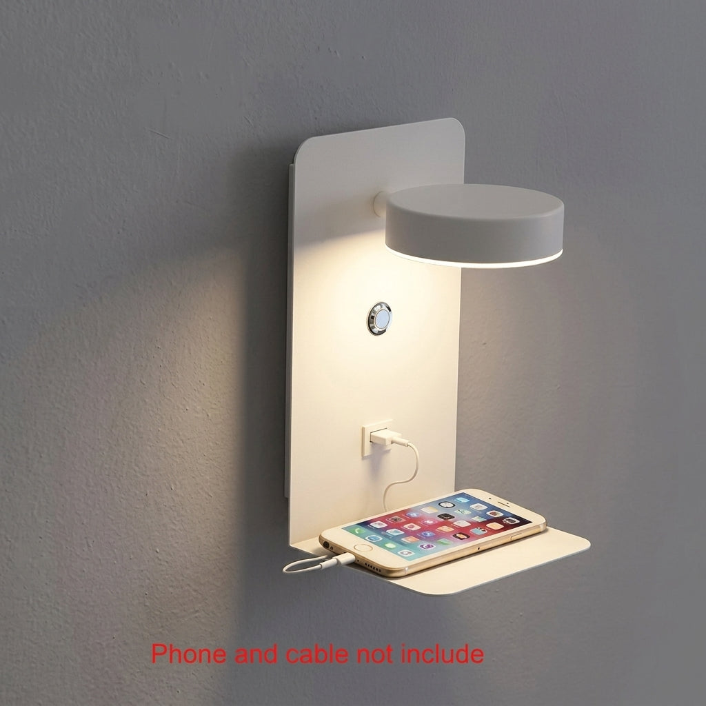 LED Wall Sconce with USB Charging Port