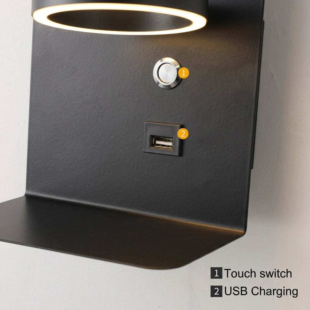LED Wall Sconce with USB Charging Port