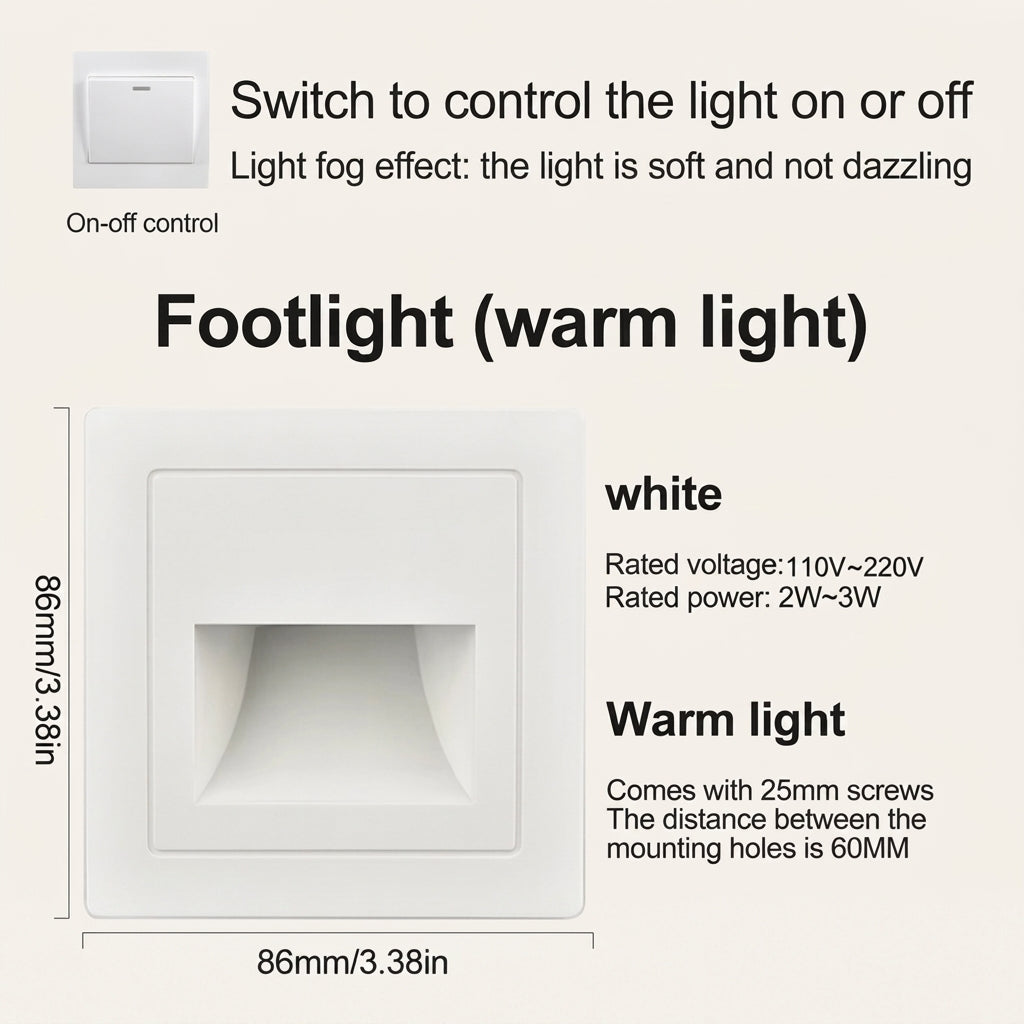 LED Motion Sensor Night Light Recessed Wall Lamp