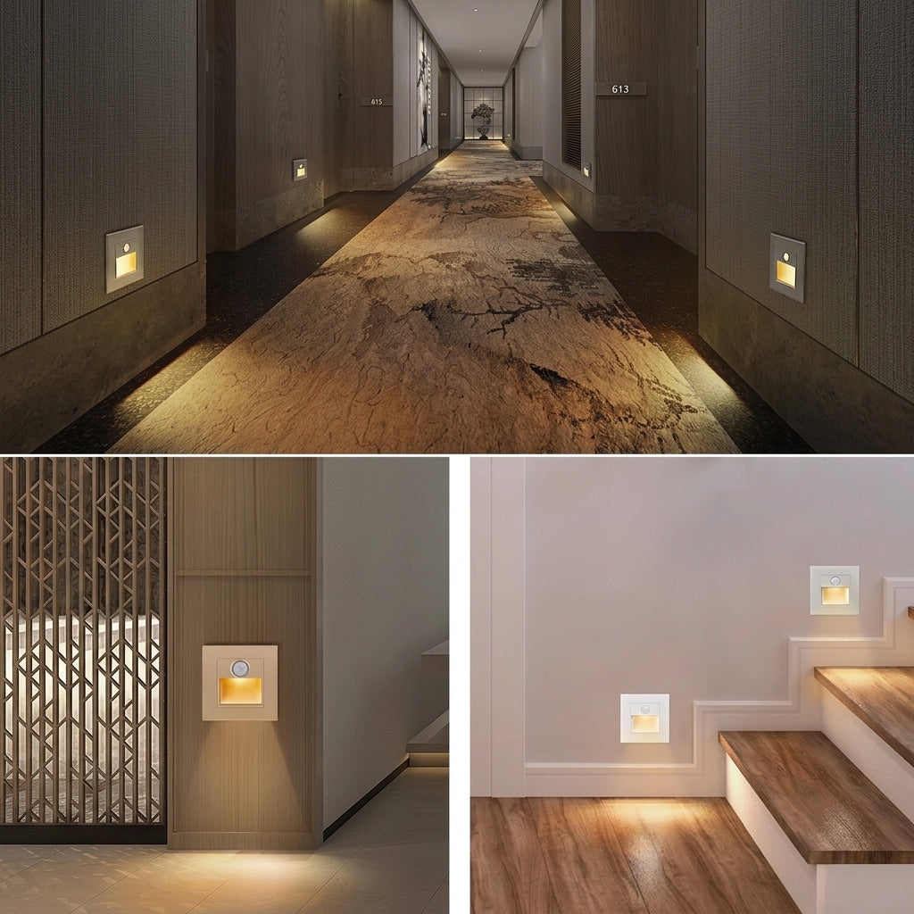 LED Motion Sensor Night Light Recessed Wall Lamp