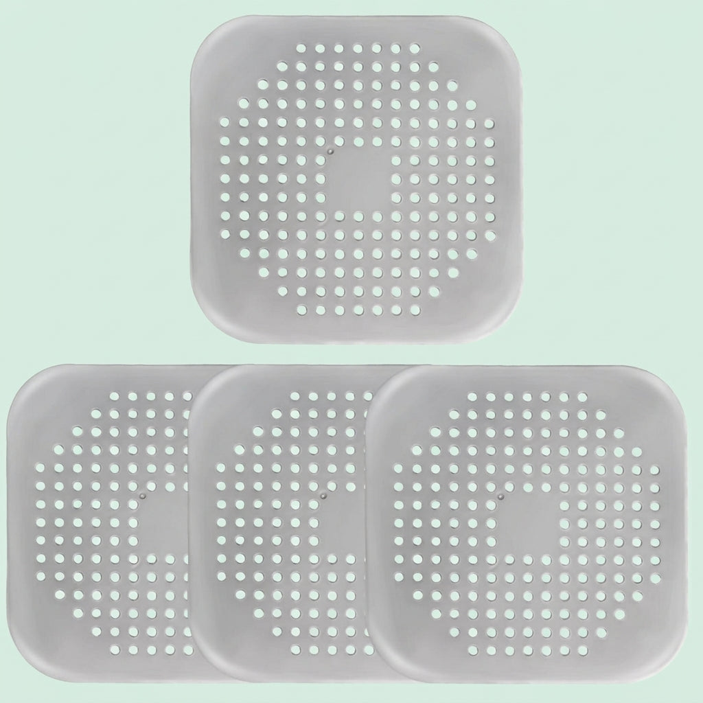 Shower Drain Hair Catcher, Silicone Hair Stopper with Suction Cup (4PCS)