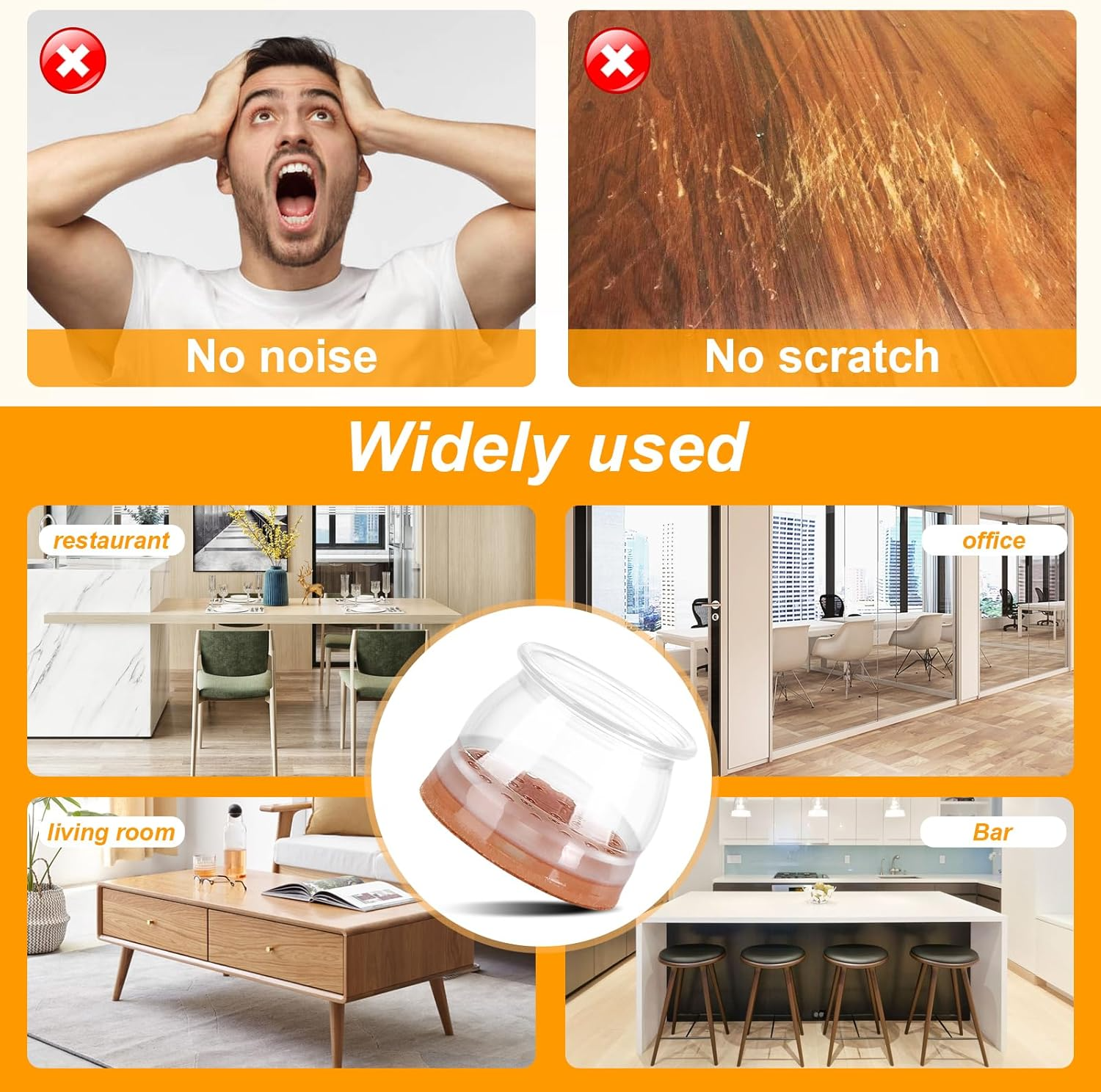 Transparent Chair Leg Floor Protector