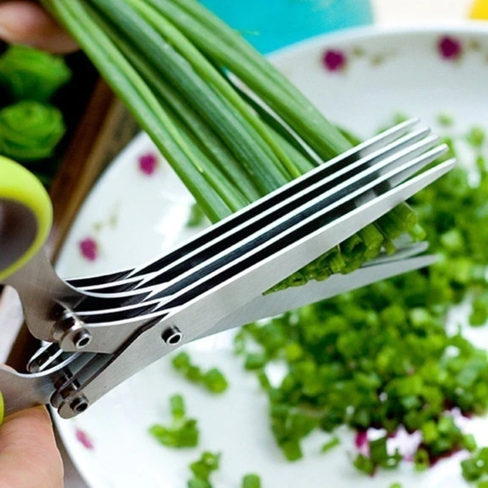 5 Blade Kitchen Salad Scissors, Stainless Steel Kitchen Shear Set