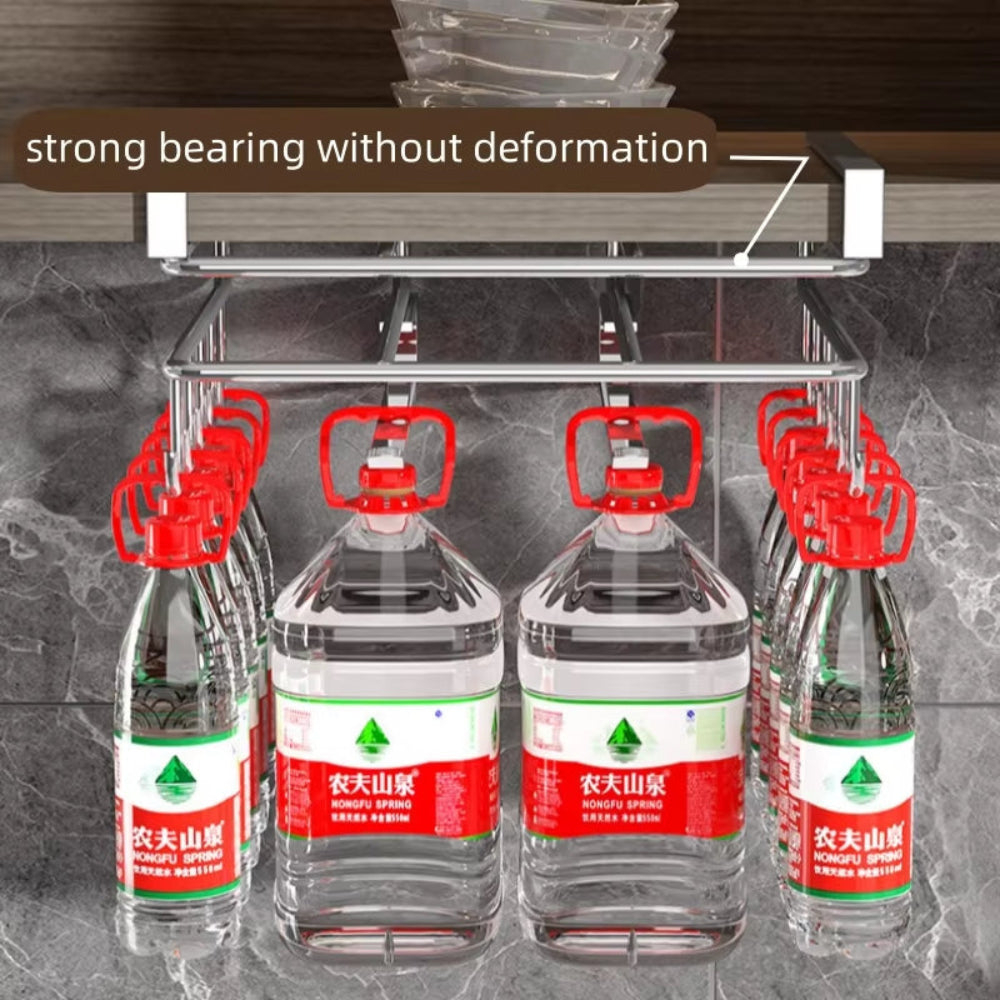 Stainless Steel Hanging Kitchen Storage Rack with Hooks