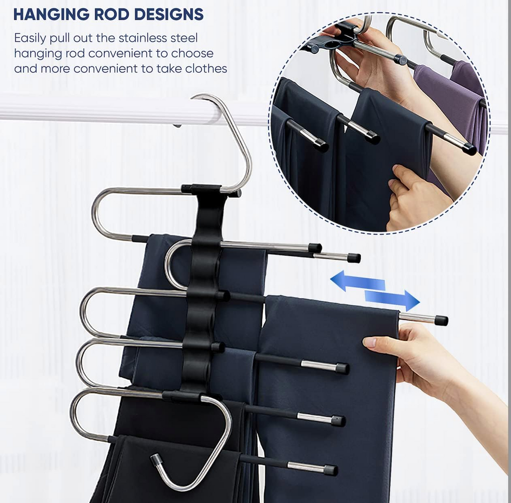 Space Saving 6 Tier Pant Hangers, Magic Pants Hangers Space Saving
