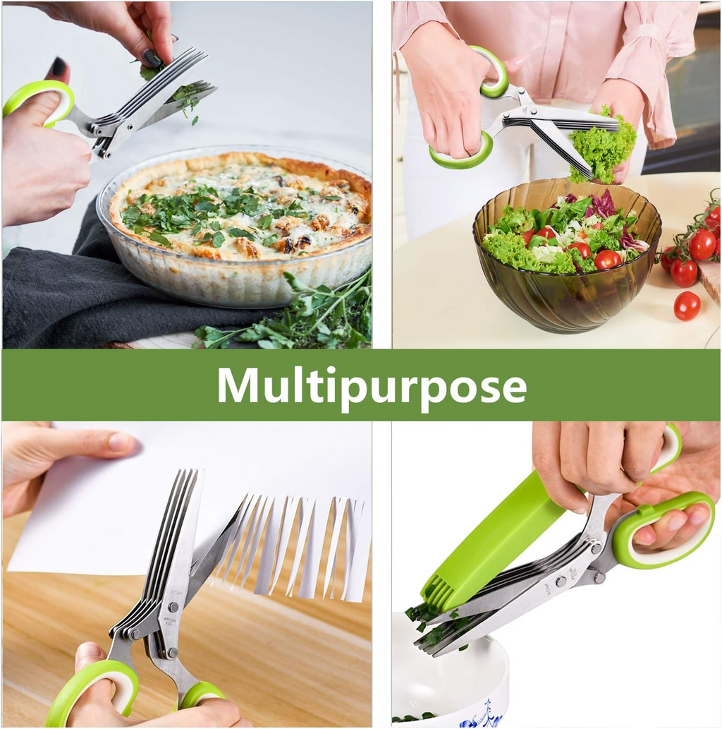 5 Blade Kitchen Salad Scissors, Stainless Steel Kitchen Shear Set