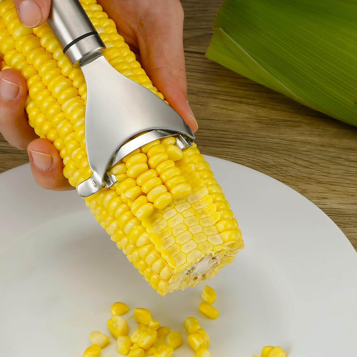 Corn Peeler Stainless Steel, Corn Stripper and Corn Holder Tool, Corn Planer Cutter Thresher Scraper