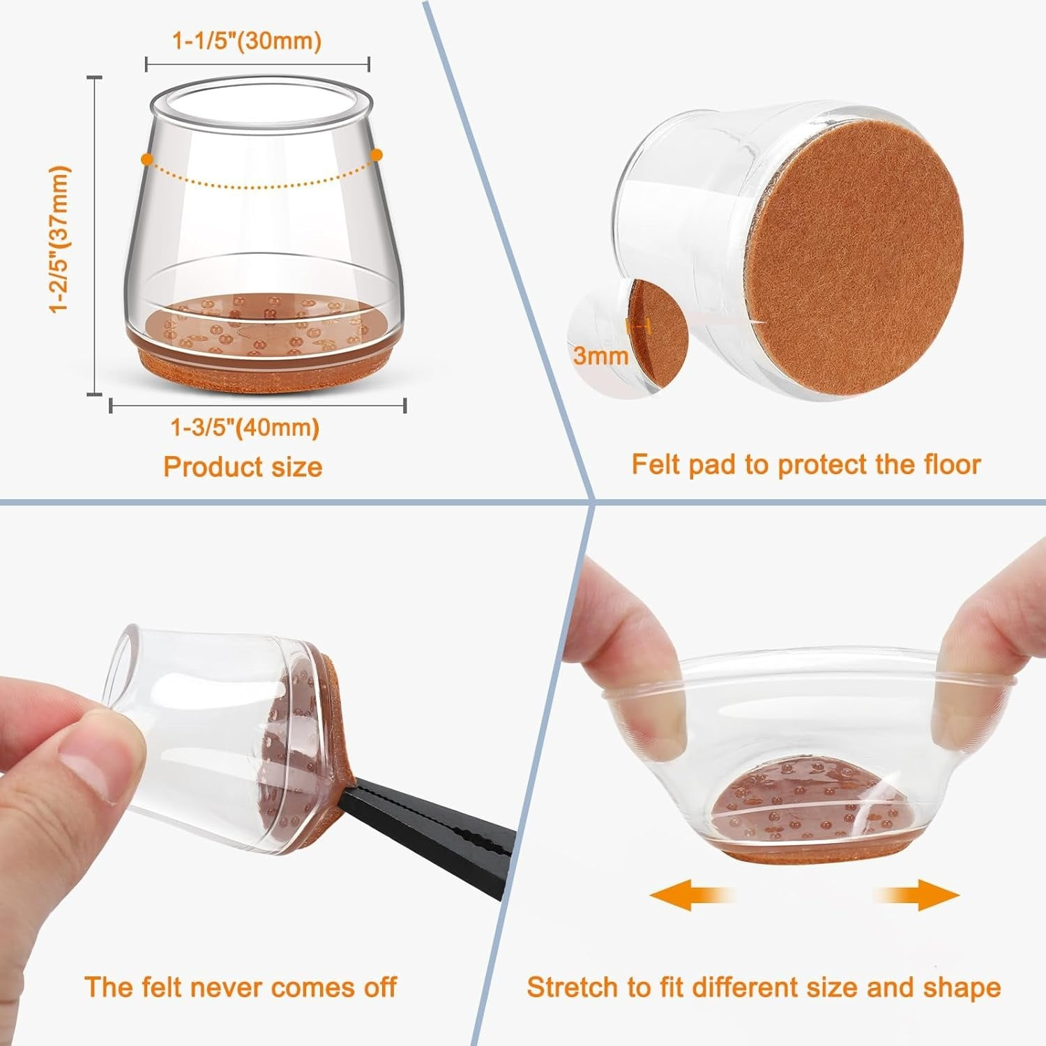 Transparent Chair Leg Floor Protector