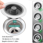 3-in-1 Kitchen Sink Drain Strainer & Stopper