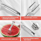 2-in-1 Stainless Steel Fruit Cutter, Dual Head Watermelon Fork Slicer Tool, Watermelon Cube Cutter